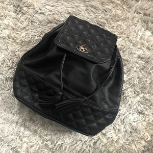 Black Faux Leather Backpack